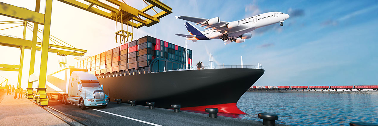 Plane trucks are flying towards the destination with the brightest. 3d rendering and illustration.
